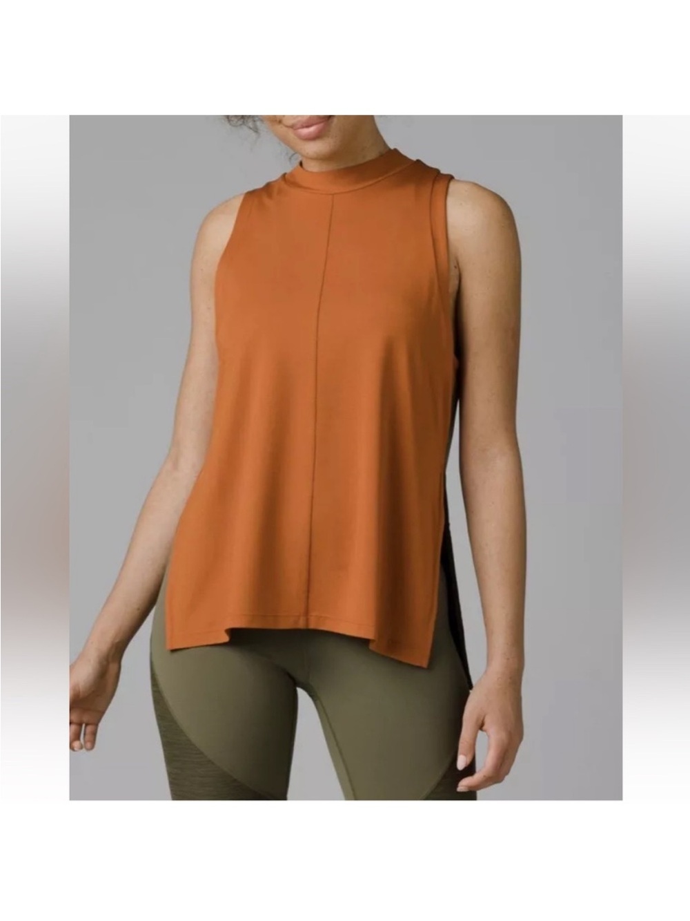 Sorel & Prana Rust Olive Mock-Neck Sleeveless Tank S